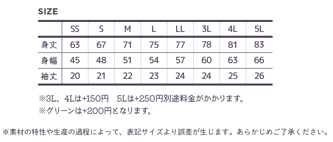 サイズ表